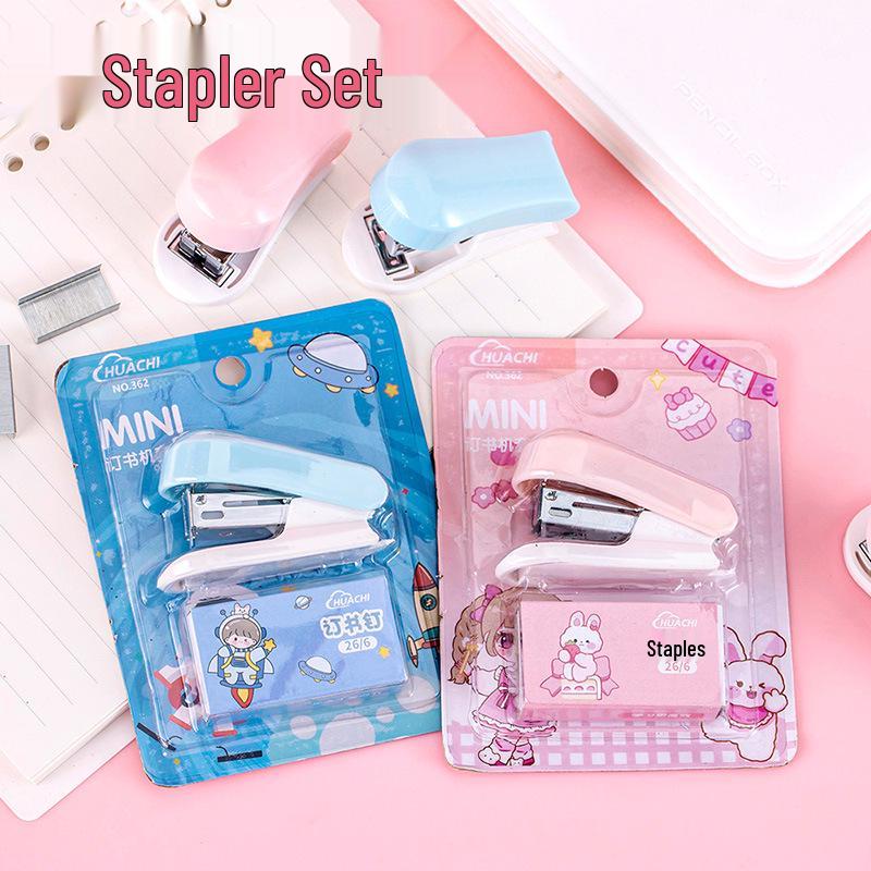 Mini Cartoon Stapler Set - Portable Student Test Paper Binding Machine