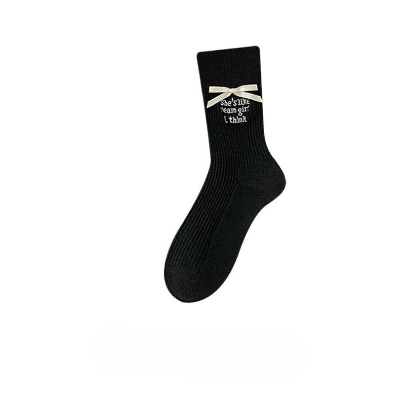 

Осенне-зимние клетчатые носки до середины икры для женской шерсти, осенние махровые носки с бантом 1 pair