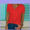 Women's V-neck Tunic Short Sleeve Loose Top T-shirt Plus Stylish Blouse Option