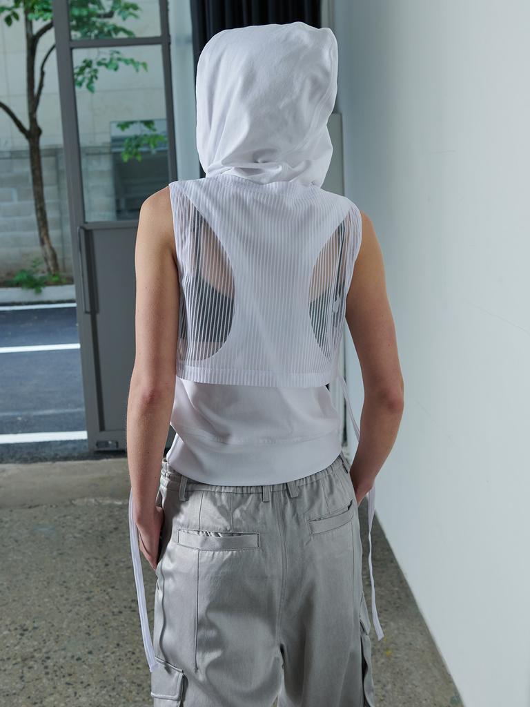 Lige Layered Hoodie Vest_Mesh White