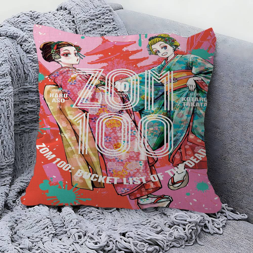Anime Zom 100 Bucket List of the Dead Cushion Cover Inches Farmhouse Decor Home Throw Pillow Covers for Couch Decorations