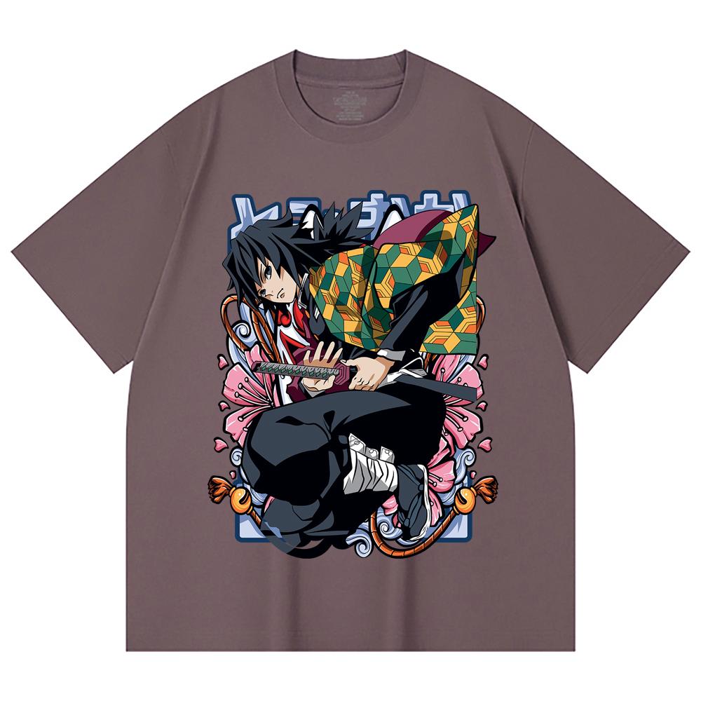 230 Gsm 100% Cotton Demon Slayer V74 Tomioka Print Unisex Heavy Cotton T Shirt