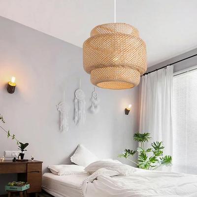JOYINLED Bamboo Chandelier Light 30cm Handmade Retro Ceiling Pendant Lighting Fixture for Home Room Decoration Bedroom Kitchen