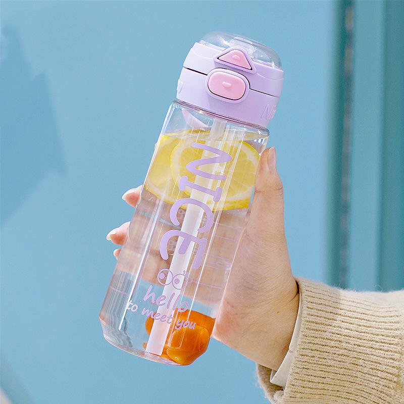 

Пластиковый стакан для двойного питья, Портативная ручка, Уличный термостойкий стакан для воды, Спортивный стакан с трубочкой для фитнеса 650ML