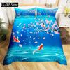 Koi Fish Duvet Cover Set Japanese Painting Style Decor 2/3 Piece Bedding Set With Pillow Shams Queen Full Size Black White