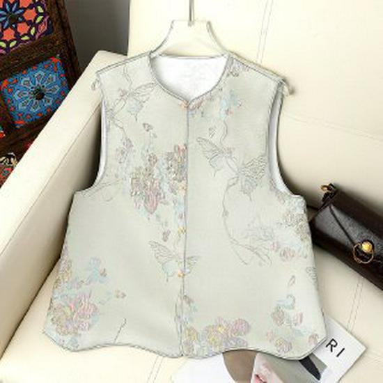

Retro National Style Vest for Middle-Aged Women - Spring and Autumn Wear 3XL зелёный