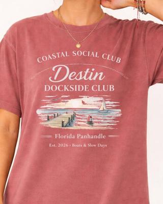 Destin Dockside Club Shirt and Kids Tshirt, Florida Beach Vacation Gift, Coastal Lifestyle Tee, Unisex Travel Outfit, Vintage Summer Style