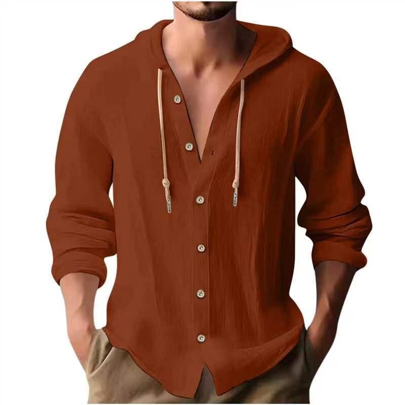 IHUASU Men's Fashion Autumn/Winter Long Sleeves Hooded Casual Blouses & Shirts Elegant
