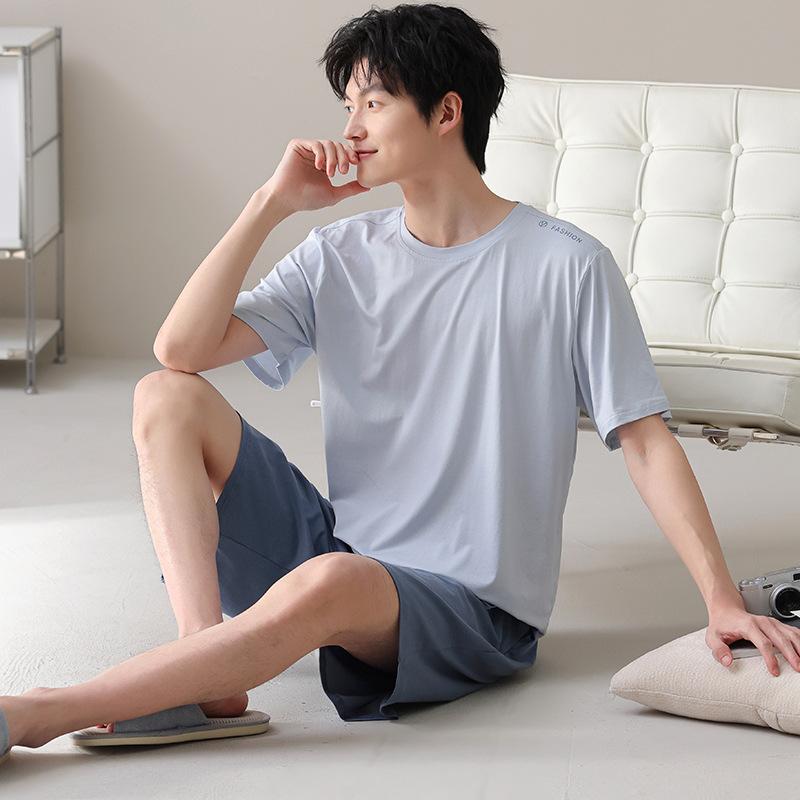 Men's pajamas men's summer 1011 new modal cotton short-sleeved large-size boys' summer simple loungewear
