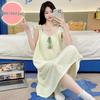 Women's Summer Sweet Princess Cloud Cotton Camisole Pajamas with Built-in Bra, Plus Size Long Nightgown for Homewear