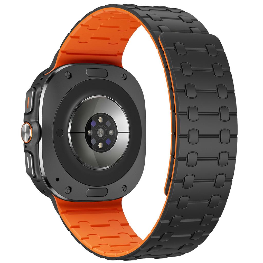 For Samsung Galaxy Watch Ultra 47mm Band Strong Magnetic Silicone Dual Color Watch Strap