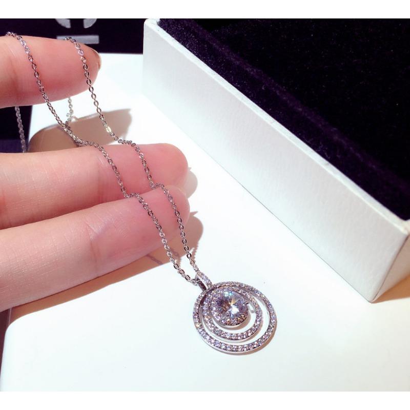 Colar Curto da Moda Japonês e Coreano Tendência Exquisito Super Brilhante Diamante Redondo Temperamento Clavícula