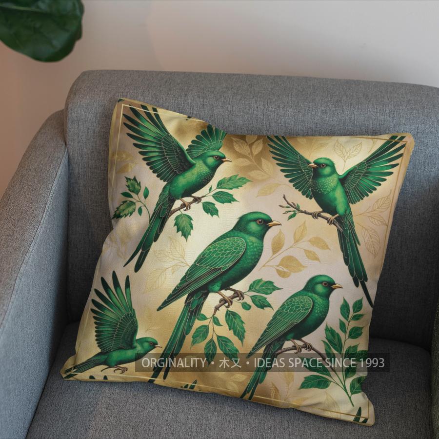 2D Stylish Birds Pattern Decorative Cushion Cover Pattern Cushion Cover Suitable For Sofa Bedroom Car Pillow Cover