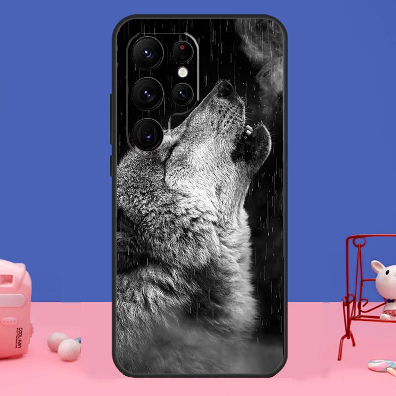 Custodia artistica Wolf Howls per Samsung Galaxy S24 Ultra S23 S22 S21 S20 FE Note 20 S8 S9 S10 Note 10 Plus