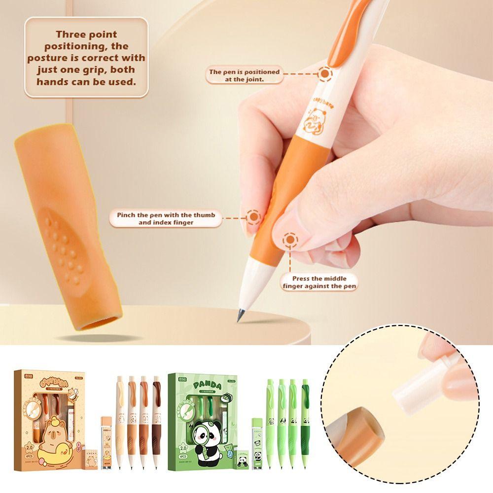 Correct Holding Pen Posture Mechanical Pencil Eraser Set 2.0mm HB Lead Students Drawing Sketching Propelling Pencil