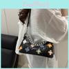 Fashion Flower And Chain Decoration Stone Texture Women Shoulder Bag For Daily Casual Women