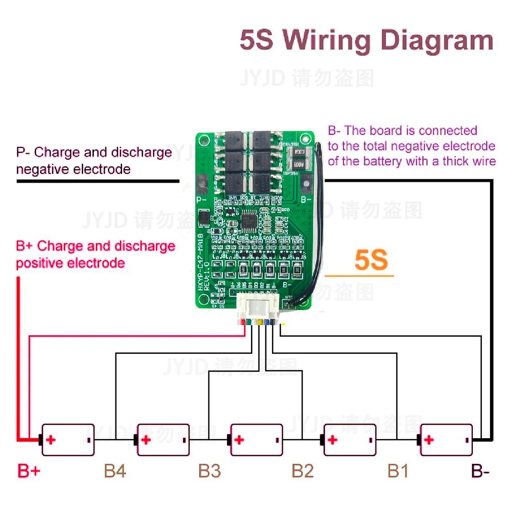 4S/5S/6S/7S BMS 16.8V 21V 20A 18650 Li-ion Lmo Ternary Lithium Battery Charger Protection Board Balance And Temperature Protect