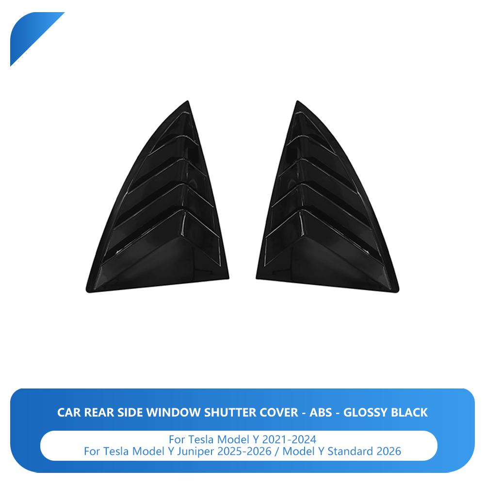 Heenvn ABS Rear Car Window Shutter Cover For Tesla Model Y Juniper Model 3 Highland 2026 2025 Louver Side Vent Trim Triangle