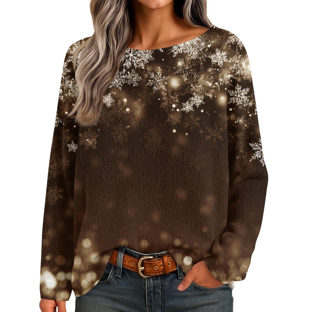 Womens  Fall Sweaters Long Sleeve Print Tops Pullover Sweaters Loose Dressy Casual Basic Clothes