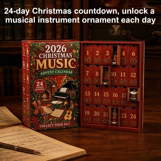 Christmas Advent Calendar Music 2026, 24 Mini Musical Instrument Interactive Countdown Toy Ornaments Calendar, Musician Holiday Gift for Lovers
