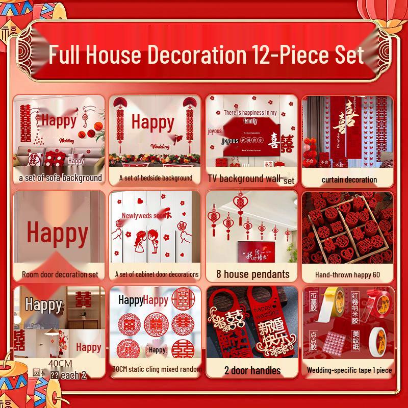 Wedding Ceremony Room Décor Set: Bridal & Groom's Room, Living Room Sofa & Background Wall Decorations