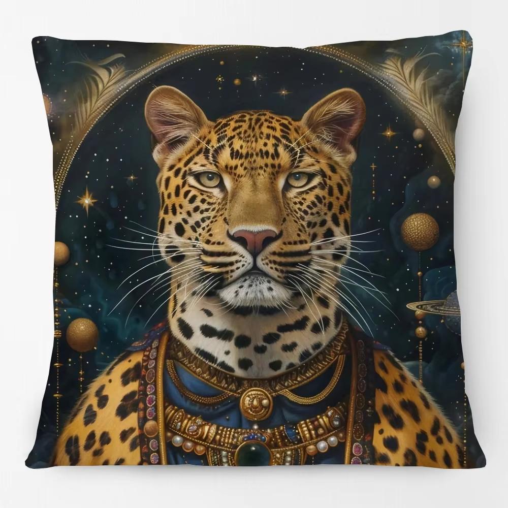 Animals Portrait Poster Pillowcase European Fashion Leopard Royal Lion Zebra Living Room Cushion Cover Square Home Decoration