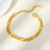 Stainless Steel Embossed Three To One Nk Chain Bracelet Plated 18K Gold Br-2413