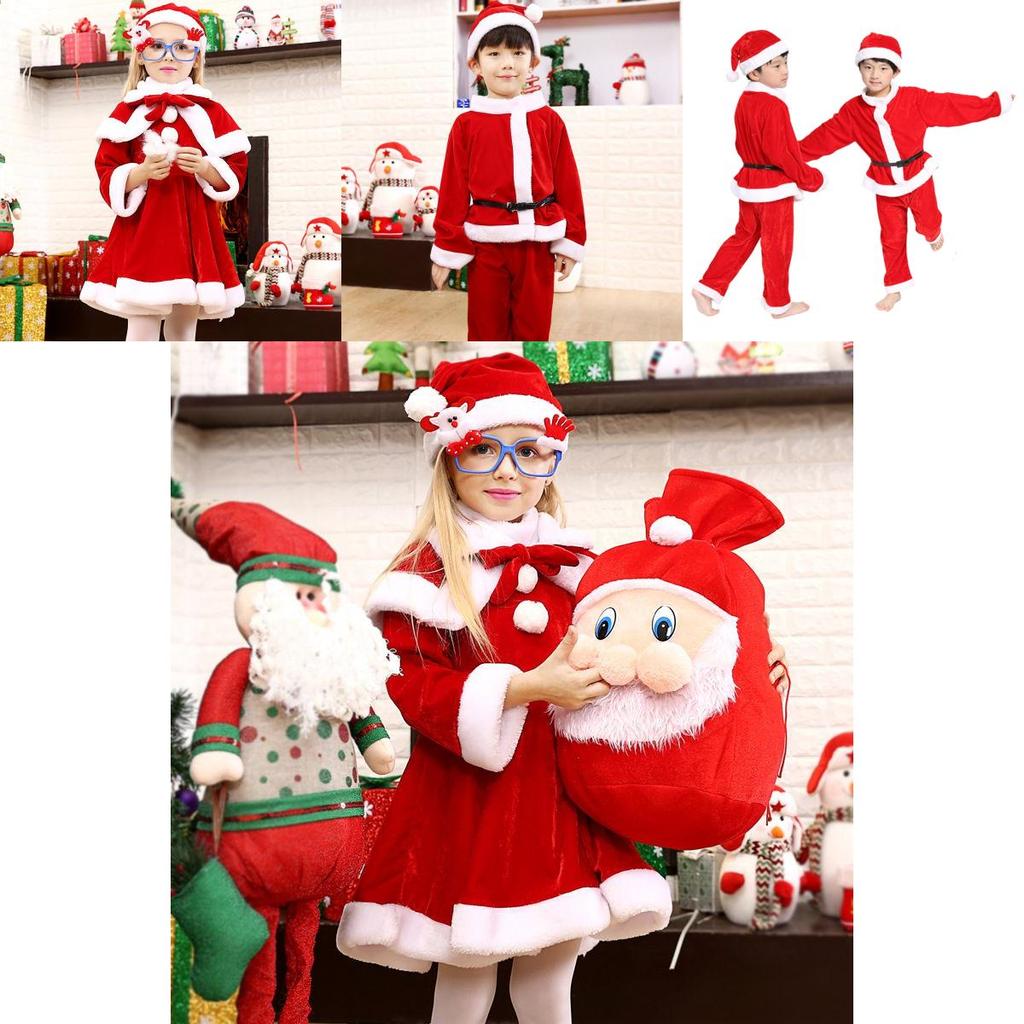 Kids Xmas Outfit Boys Girls Santa Claus Cosplay Costume Christmas Clothes