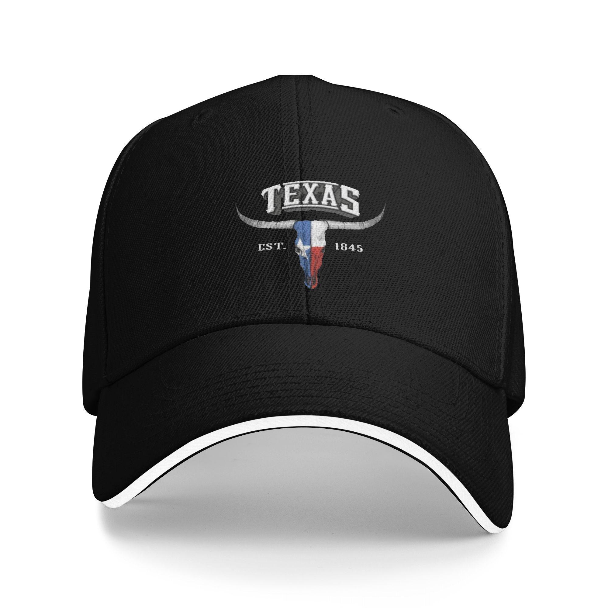 

One Texas Cattle Design Cap for Men And Women, Adjustable Unisex Retro Style Baseball Hat One Size