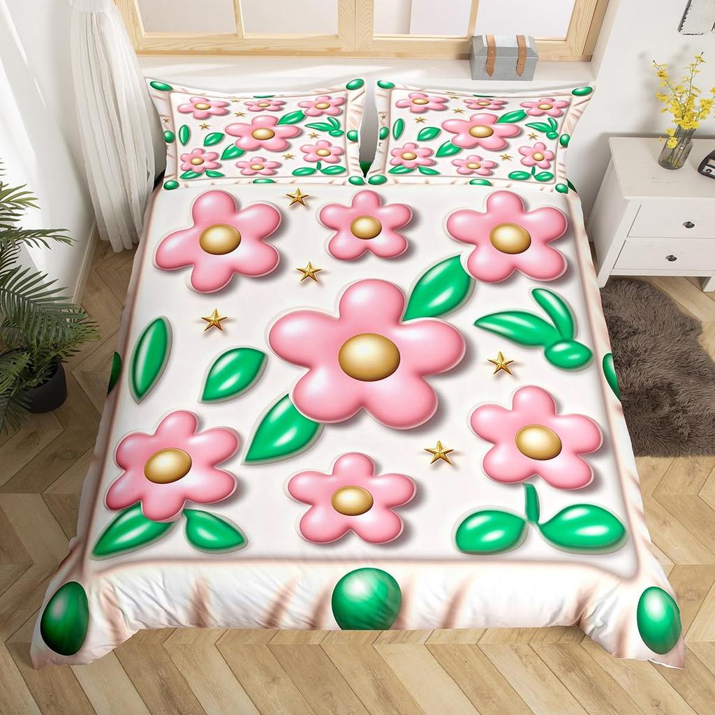 Comforter Pink Blue Cloud Pattern Queen King Size Starry Sky Bedding Set Girls Room Decoration Dream Garden 3 Pcs