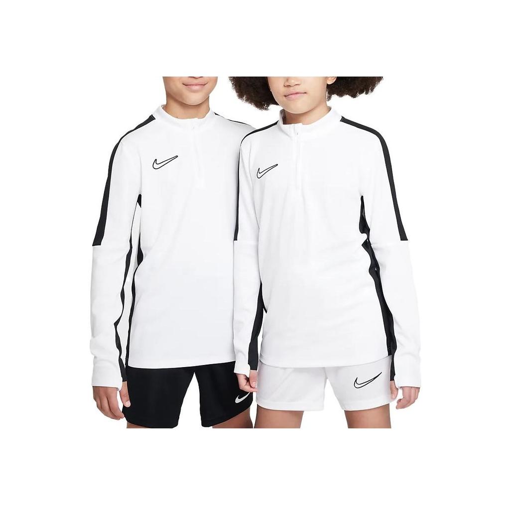 Nike Dri-FIT Academy 23 Logo Haftowane Color Block Rozpinana na pół zamek Bluza Piłkarska Dziecięca biała DX5470-100