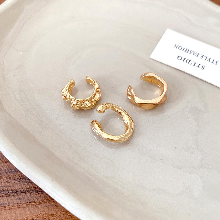 

European and American irregular round three-piece earbone clip fashion temperament earrings simple earrings design sense niche