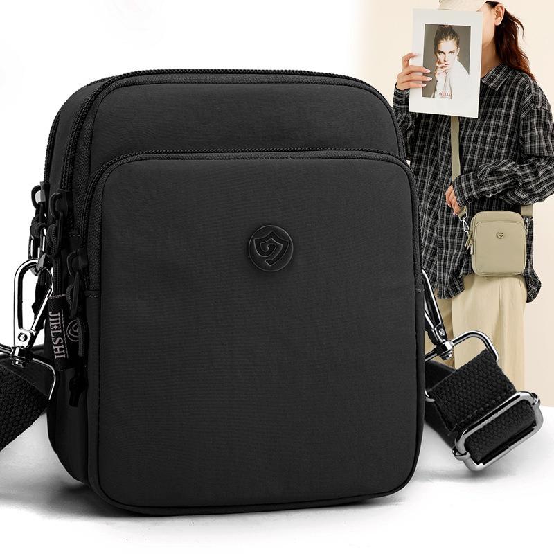 Casual Messenger Bag Women's Solid Color Vertical Small Bag Nylon Cloth New Fashion Mother Shoulder Bag Multi-layer Small Square Bag