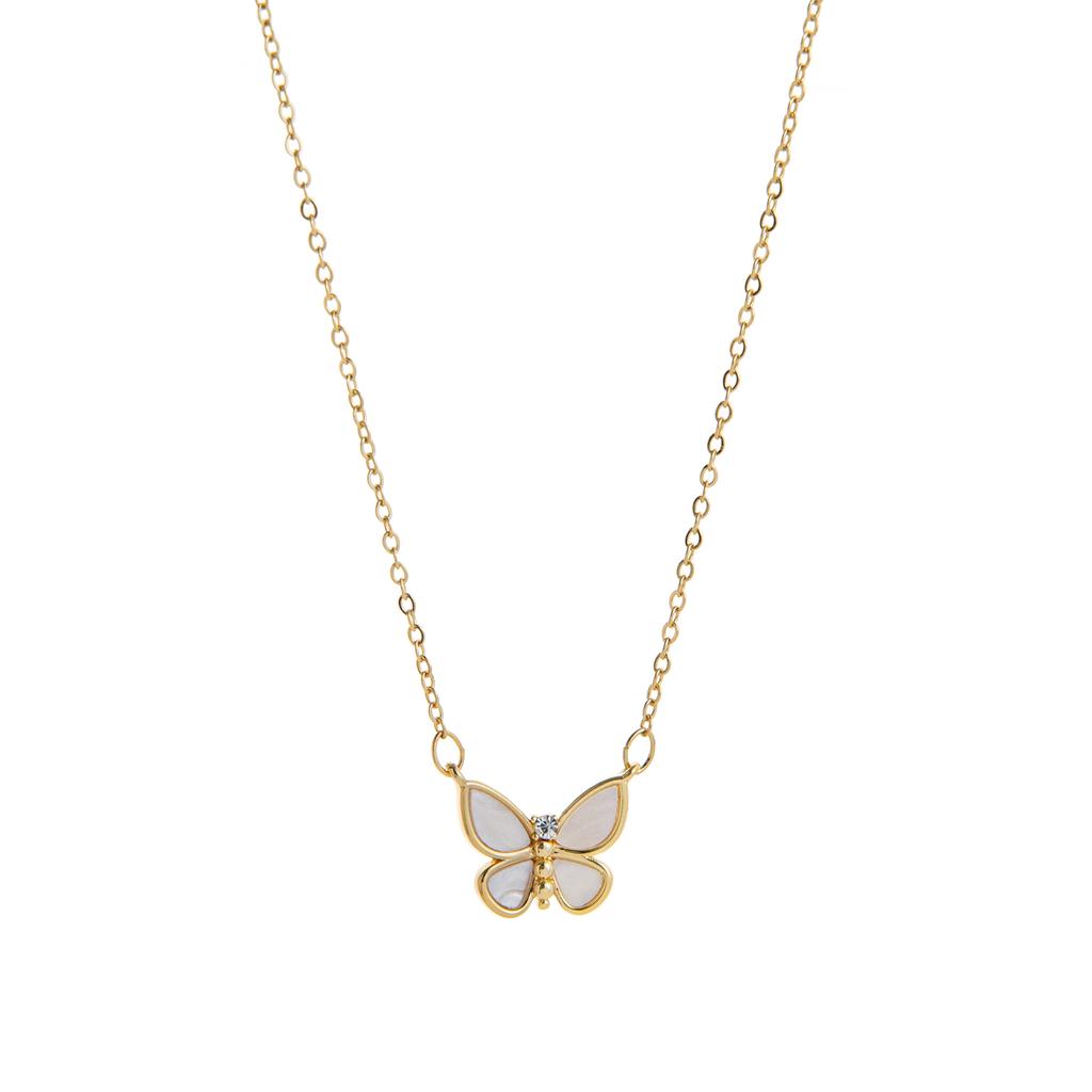 Minimally designed butterfly and bird pendant, gold necklace, women's gold-plated color preservation