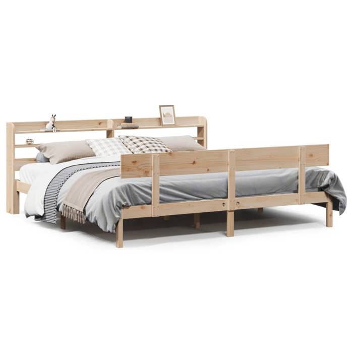 VidaXL Cadre de lit avec tête de lit 180x200 cm bois de pin massif, lit, mobilier de chambre à coucher, lit en bois, lit 3306625