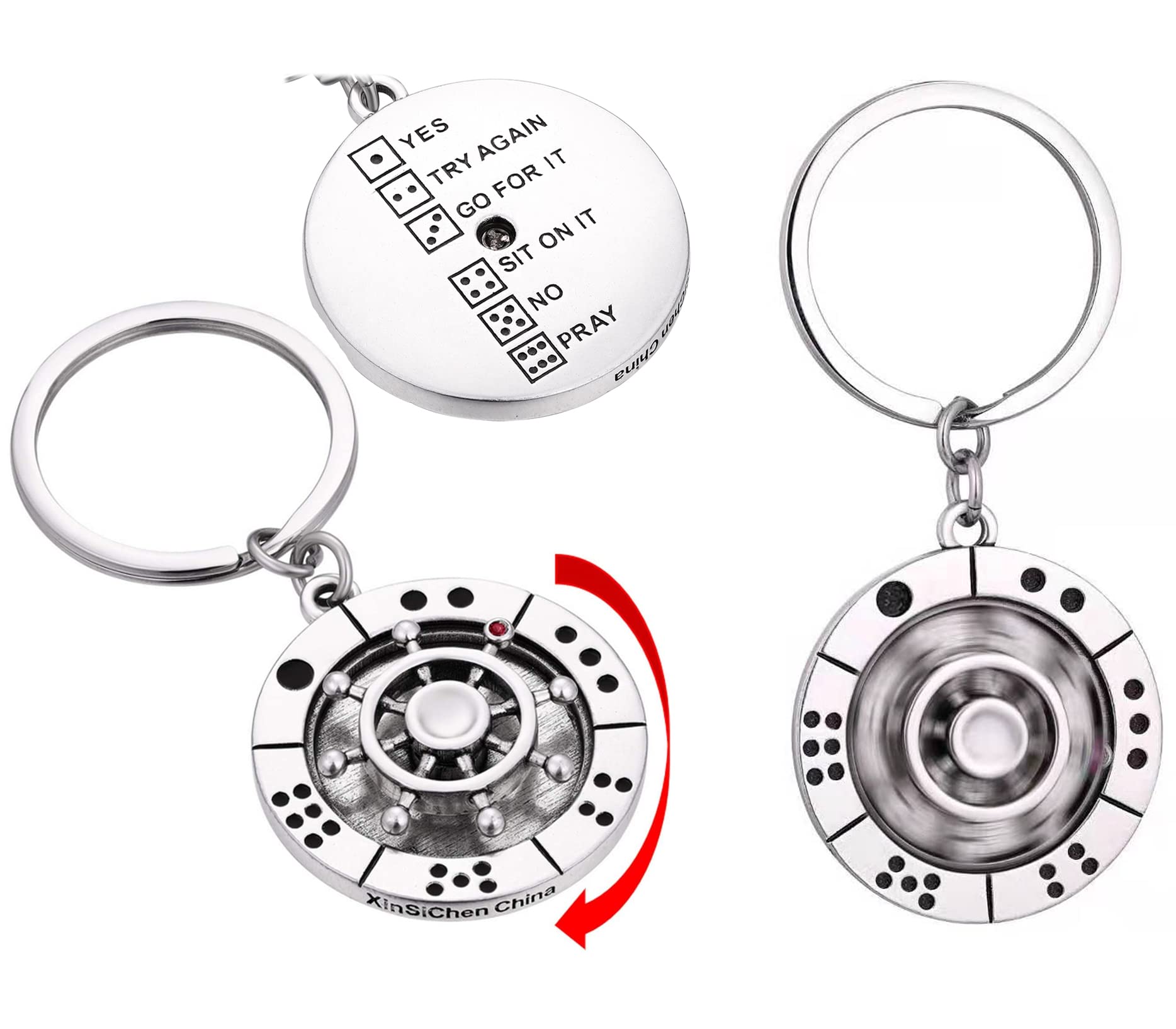 

XinSiChen Dice Roulette Metal Hand Board Stylish and Fun for Popular Kills Spins Stress Stylish Keyring for Men and Women Toy, Spinner, Game, Kids