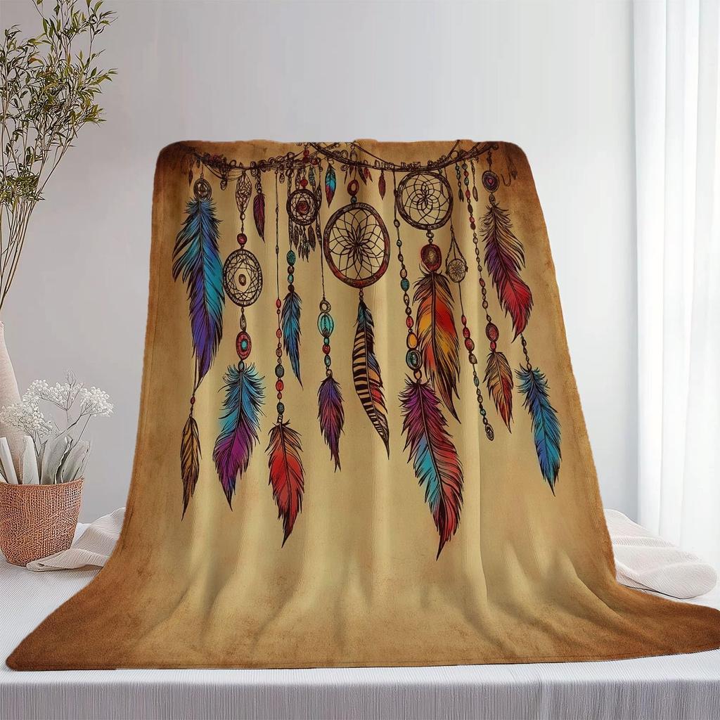 Dreamcatcher Blanket Boho Dream Catcher Plush Throw Blanket Flannel Fleece Blanket for Travel, Airplane, Bed, Couch, Car, Gift