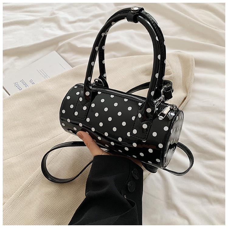 Patent Leather Versatile Polka Dot Summer Casual Boston Handbag Cute French Shoulder Handbag Women's Bag