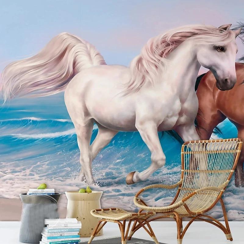 3D Europäisches Rennpferd Tapete Wohnzimmer TV Sofa Hintergrund Wandbild Klassisches 3D Fresko