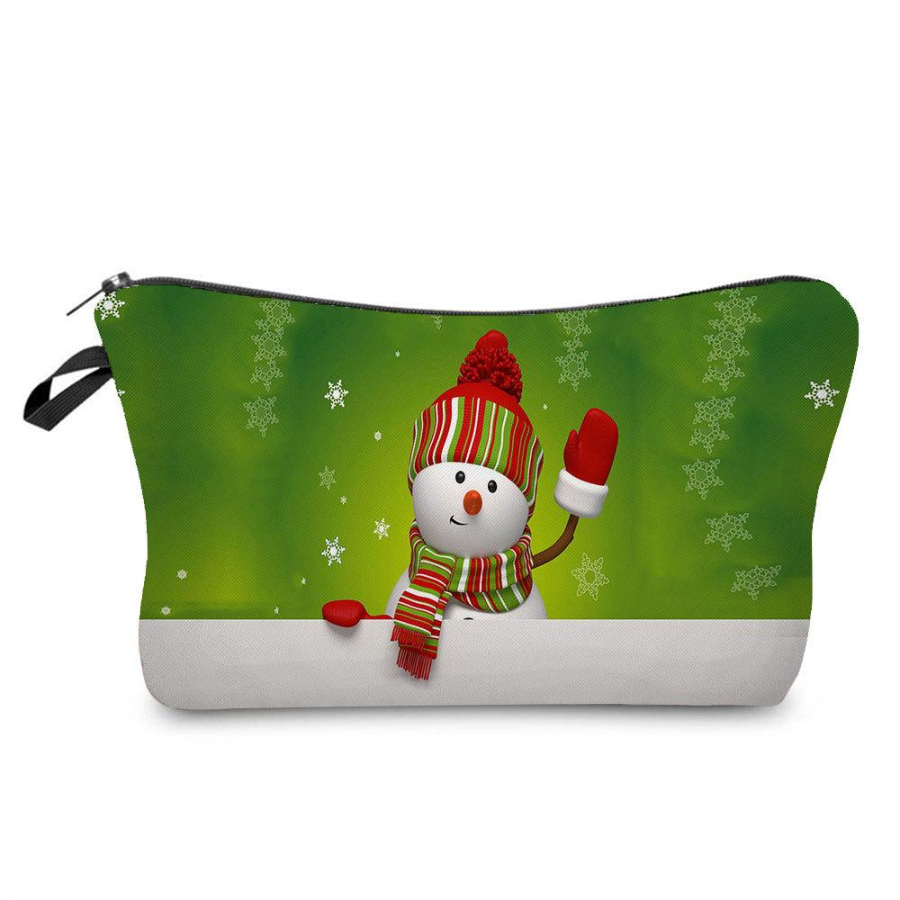 Women Snowman Print Cosmetic Bag Toiletries Organize Travel Storage Case 6766
