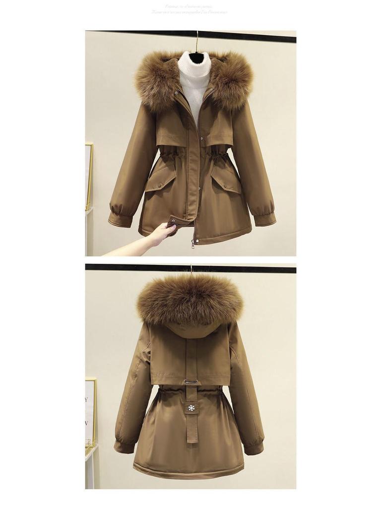 Korean Style Winter Parka: Women's Loose, Thickened Cotton Coat with Stylish Velvet Accents