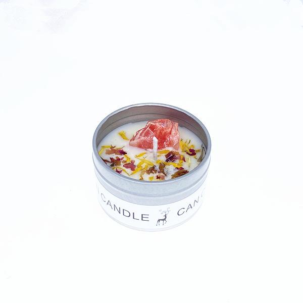 Golden Tin Box Aromatherapy Candles Crystal Salt Stonedried Flower Scented Soy Wax Smokeless Candle Home Decoration