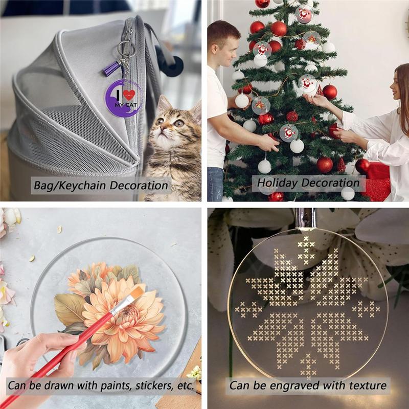 A72U Acrylic Keychain Blank Set 3 Inch 2.5 Inch 2 Inch Round Clear Arylic Blanks For DIY Keychain Craft