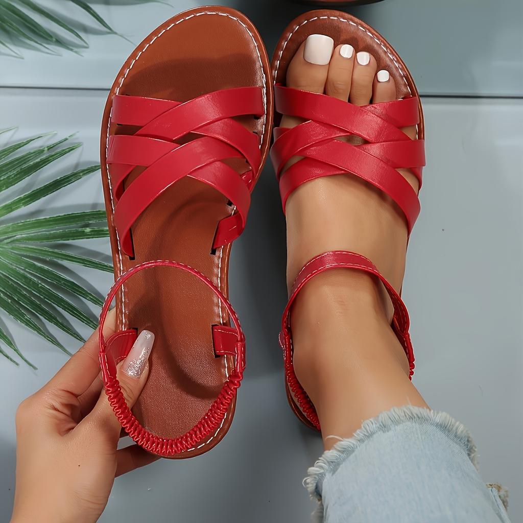 Fashion Hot Lightweight Women Sandals Summer Women Shoes Flat Sandals Roman Strap Sandals Non Slip Rubber Soles Ladies Daily Sandal