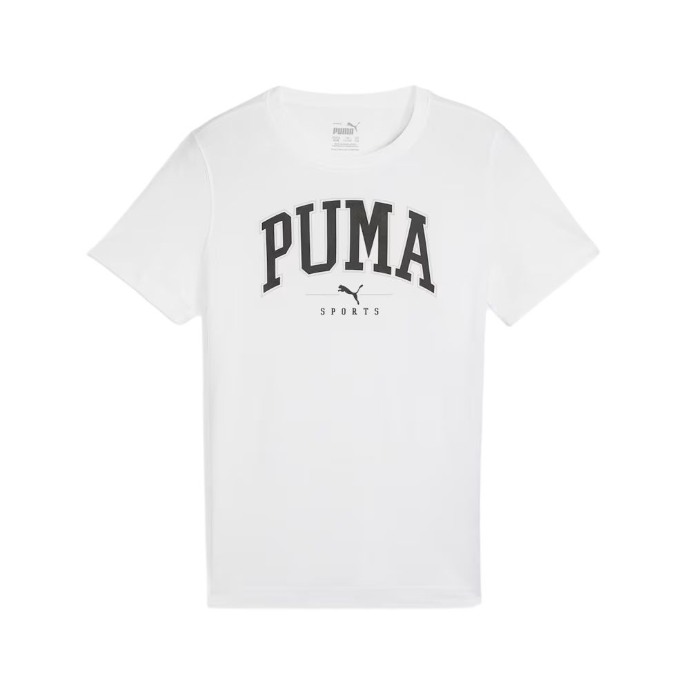 Puma Low Impact Squad Big Graphic Tee Youth Soft Rubber Print Crew Neck Short Sleeve Kids tops Puma-White 682772-02