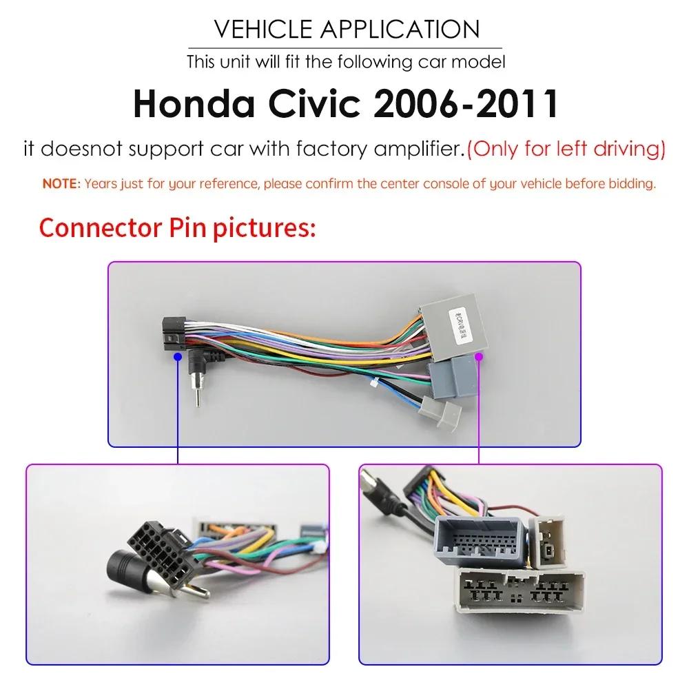Autorádio HIzpo 2Din Android 13 pro Honda Civic 2006 - 2011 Multimediální přehrávač videa GPS Navigace RDS 4G Carplay Hlavní jednotka Carplay