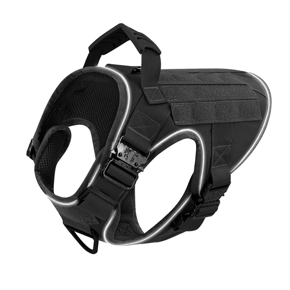 Colete Refletivo para Cães com 4 Fivelas de Metal Tático Militar para Treino de Animais de Estimação Colete Arreios Trela Coleira Acessórios para Cães Grandes