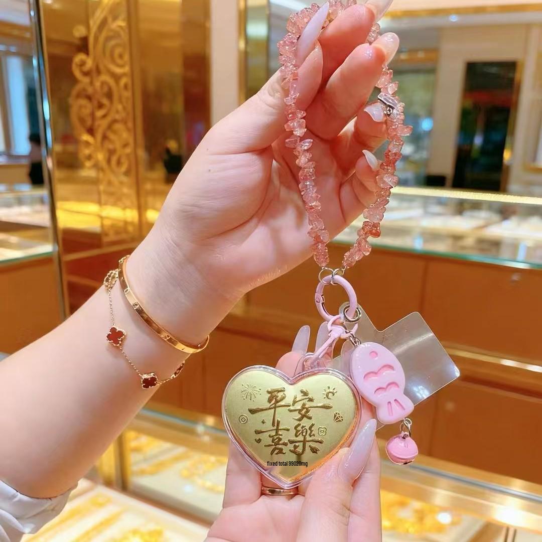 Ключница-брелок  Сердце Принцессы  из чистого золота - Подарок на богатство и девушке