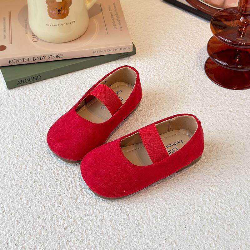 

Nice Candy Color Children Performance Shoes for Girls Easy to Wear Elastic Band Suede Leather Student Shoes Shallow Flats I08014 23 красный