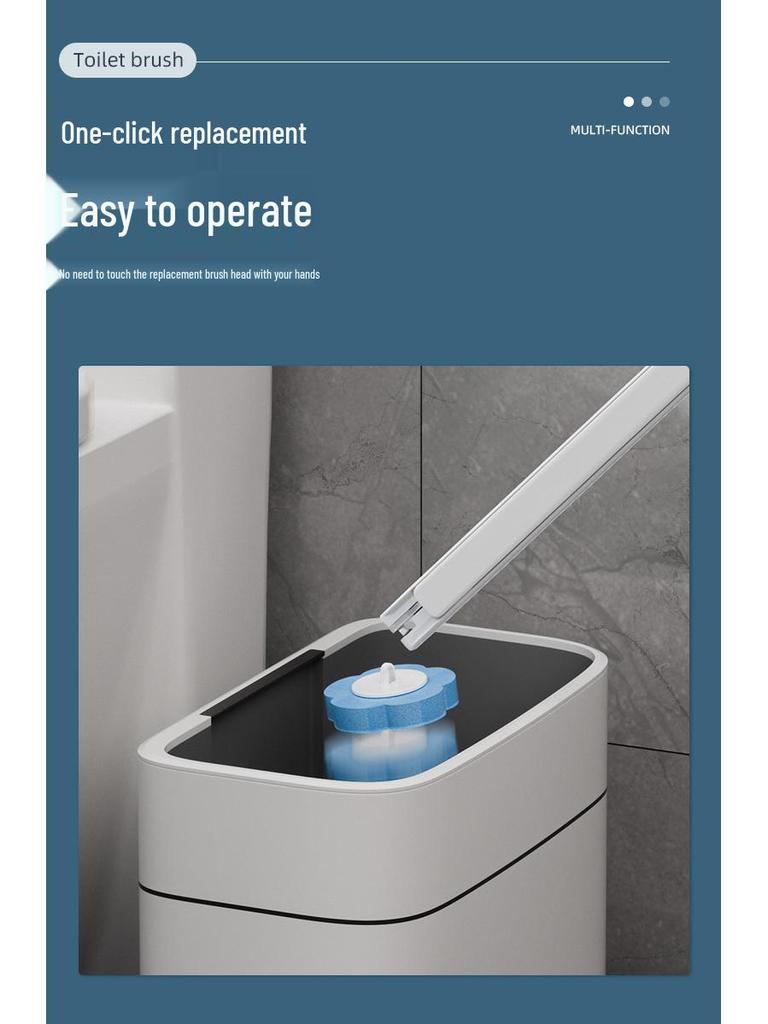 Wall-Mounted Disposable Toilet Cleaning Brush with Replaceable Head